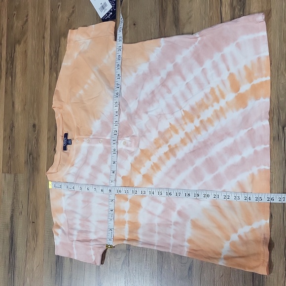 CHAPS NWT Orange Tie Dye Short Sleeve Cotton Modal Henley Shirt - Picture 10 of 10